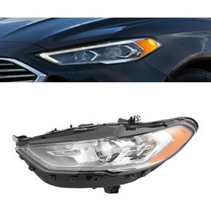 Halogen Headlights Headlamps w/LED DRL For 2017 2018 2019 2020 Ford Fusion, Left & Right Side Headlight Assembly Head Lamps Front Head Lights Bulb Included (Left Driver Side)