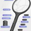 YISSVIC Electric Fly Swatter 4000V Bug Zapper Racket Dual Modes Mosquito Killer with Purple Mosquito Light Rechargeable for Indoor Home Office Backyard Patio Camping (Black-1 Pack)