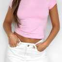 Beumissy Women's Casual Crewneck T-Shirts Basic Tees Short Sleeve Y2K Summer Tops(Grey,X-Large)