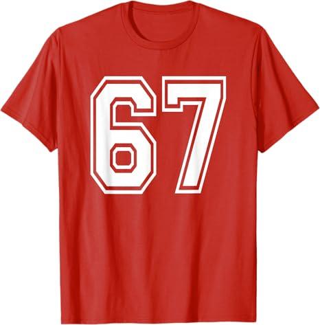 Number 67 Numbered Uniform Sports Jersey Team 67th Birthday T-Shirt M