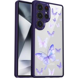 for Samsung Galaxy S25 Ultra Case [Buffertech 6.9ft Military-Grade Drop Protection] [Anti Peel Off Tech] Clear TPU Bumper 5G Phone Case Cover Design (Dragonflies)