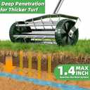 Rolling Lawn Aerator Tool, 57 Inch Back-Saving Handle, Heavy Duty Galvanized Steel Spike Aerator for Grass Roots, 1.4" D Manual Push Loosener
