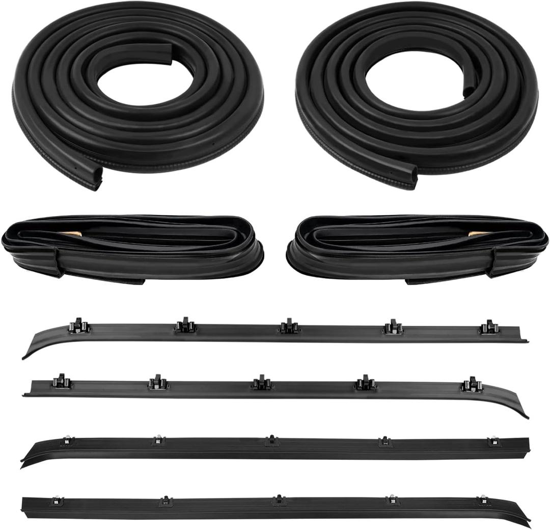 8PCS Front Door Window Molding Rubber Felt Trim Seal Weatherstrip Kit for C1500 C2500 C3500 K1500 K2500 K3500 Jimmy C10 C20 C30 K10 K20 K30 Blazer Suburban V1500 R1500