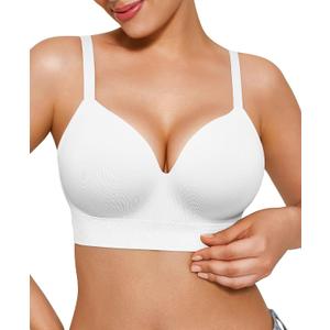 Popilush Bras for Women No Underwire Supportive Push Up Bralettes Wireless Full Coverage Plus Size T-Shirt Bra, XL