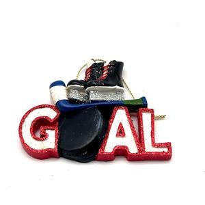Goal Ice Skates Hockey Stick and Puck Christmas Tree Ornament Sports C9298 New