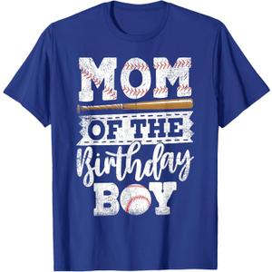 Baseball Birthday Party, Family Matching Shirts Mom of The Birthday Boy Baseball Baller Kids T-Shirt, blue Size Medium