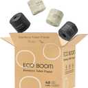 ECO BOOM Unbleached Bamboo Toilet Paper, 48 Mega Rolls, 100% Tree-Free 3-Ply, Plastic-Free Packaging, 360 Sheets | PFAS Free, BPA Free, Septic Safe & FSC Certified