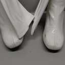 DREAM PAIRS Women's Gogo Boots Square Toe Chunky Wide Calf Knee High Boots For Women (7.5, White/Patent/Pu)