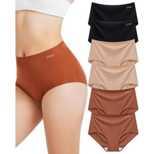 Womens Underwear Seamless Full Coverage Breathable Briefs No Show Silky Stretch High Waisted Ladies Panties 6 Pack (XL)
