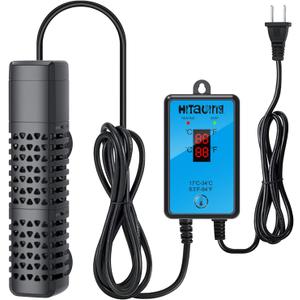 HiTauing Aquarium Heater, Upgraded 100W Fish Tank Heater with Intelligent Leaving Water Automatically Stop Heating and Advanced Temperature Control System, Suitable for Saltwater and Freshwater