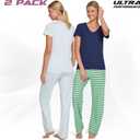 Ultra Performance 2 Pack Womens PJ Pajama Sets PJs Pajamas Pants Set's Ladies Soft Lounge Pjs Pajamas For Women Set (XXL)