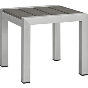 Modway Shore Aluminum Outdoor Patio Side Table in Silver Gray
