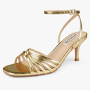 JOY IN LOVE Women's Kitten Low Strappy Heels Ankle Strap Heeled Sandals