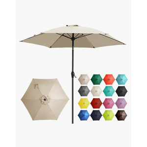 Ayge 7.5FT Large Outdoor Patio Umbrella Market Table Umbrella-UV Resistant, Easy Push Button Tilt and Crank, 6 Sturdy Fiberglass Ribs Heavy-Duty Pool Umbrella for Deck, Backyard,Garden, Yard