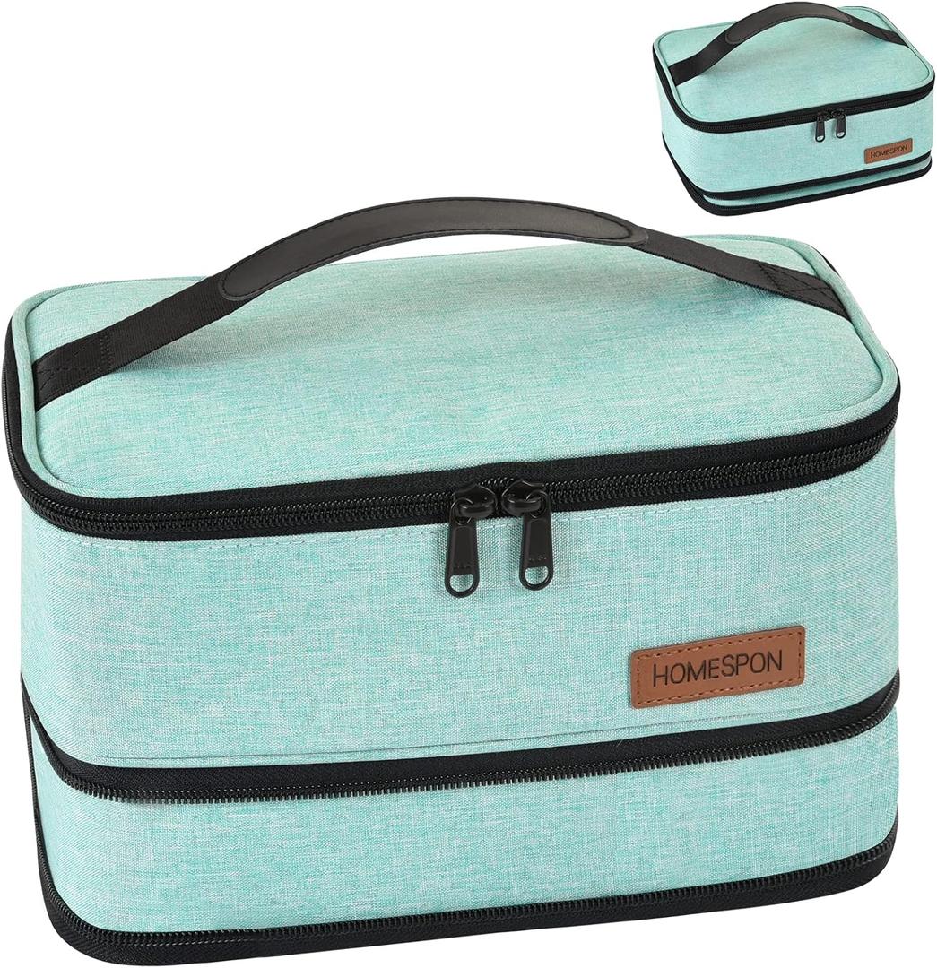 HOMESPON Expandable Lunch Bag for Men Women Insulated Lunch Box Holder with Handle for Picnics Work Travel(Green)