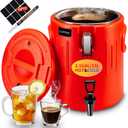 Hot Drink Dispenser 3.5 Gallon - Insulated Beverage Dispenser with Leakproof Spigot 304 Stainless Steel Interior Hot Water Dispenser - Portable Cold Water Jug for Outdoor Camping and Party (Red)