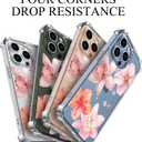 Pink Lily Flowers Phone Case for iPhone 16 PRO Pink Lily Case Cover Clear Phone Case Four Corner Reinforced Shockproof Girly Women Phone Cover Transparent Case