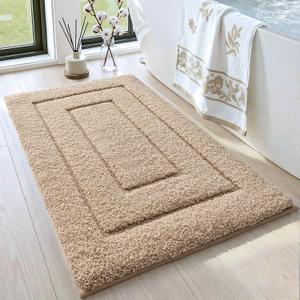 DEXI Bathroom Rug 36x24, Non Slip Washable Bath Mat for Shower Floor, Absorbent Soft Bathmat with Rubber Backing, Quick Dry Microfiber Carpet, Beige