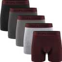 Natural Feelings Boxer Briefs Mens Underwear Men Pack Soft Cotton Open Fly Underwear (Small, A4: Black/Burgundy/Grey)