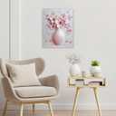 LB Pink Floral Wall Art for Bathroom Garden Plant Pink Cherry Blossom Flower Canvas Wall Art Wall Paintings Home Decor Vintage Wall Pictures for Living Room Bedroom Office Ready To Hang,16x20 Inch