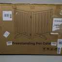 30" Height Tall Freestanding Pet Gate, Solid Wood Folding Safety Fence Wooden Dog Gate with 2 PCs Support Feet Ideal for Stairs, Doorways, Halls, Kitchens, Heavy Duty Gates, 2 Panels, Natural