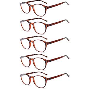 NORPERWIS 5 Pairs Reading Glasses - Standard Fit Spring Hinge Readers Glasses for Men and Women (5Tortoise, 2.5, x)