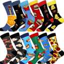 xiaomaizi Men's Funny and Colorful Patterned Dress Socks for Men Fun and Crazy Casual Crew Socks Size 7-13 (Ci-126)