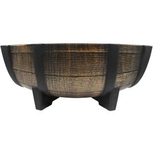 The HC Companies Whiskey Barrel Planter Bowl - Faux Wooden Finish Flower Planter Pot - Decorative Garden Pots - Indoor & Outdoor Resin Planters - Weather-Resistant Planting Pots (16" Golden Oak)