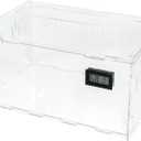 BETAZOOER Reptile Terrarium Breeding Tank Acrylic Reptile Feeding Box with Temperature Hygrometer (15.3"x9.7"x7.6") (Large)