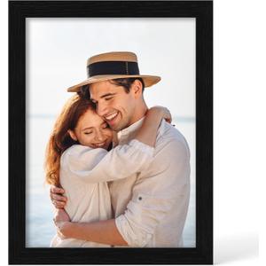 YESKAY 9x12 Picture Frame - 9 x 12 Photo Frame Made of Solid Oak Wood and Real Glass,Display Picture 2 Opening 5x7 with Mat or 9x12 Without Mat for Wall & Tabletop(Color Black)