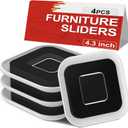 Upgrade Furniture Sliders, Furniture Sliders for Carpets, 4 PCS 4.3" Moving Pads with Anti-Slip Groove, Furniture Moving Sliders for Easy Move Bed Couch Tables Cabinet Heavy Duty, Protect Carpets