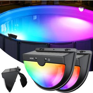 Solar Pool Lights, Solar Above Ground Pool Light, Frame Swimming Lights for Pools Accessories Waterproof, Color Changing Pool Lights-2PC, 2 Pack
