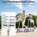 Scooters for Kids 8-12, Teens & Adults - Lightweight, Foldable, 8-Inch Big Wheels, Hand Brake & Bell, 4 Adjustable Height Levels, 240 lbs Max Load, Perfect for School, Campus and Park Rides