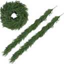 2 Pack 5 FT Real Touch Norfolk Pine Christmas Garland – Artificial Greenery Holiday Garland for Mantel, Staircase, Fireplace, Windows, Doors & Outdoor Winter Decorations