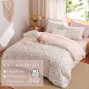 Floral Comforter Set King Size - 3 Pieces Pink White Floral Comforter Bedding Sets Reversible Pattern,King Bed in a Bag with Flowers Comforter and 2 Pillowcases