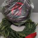 2 Pcs Light Up Christmas Norfolk Pine Wreaths with Bow 20 Inch Lighted Real Touch Xmas Wreaths LED Artificial Realistic for Indoor Outdoor Windows Porch Wall Home Decor (Red Bow,Classic)