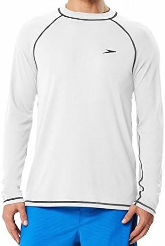 Speedo Men's UV Swim Shirt Long Sleeve Loose Fit Easy Tee, M