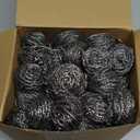 Yinkin 100 Pieces Stainless Steel Scrubber Bulk Steel Wool Scrubber Metal Sponge Wire Scouring Pad Heavy Duty Clean Dish Pot Pan and Oven for Kitchen, Bathrooms, and More (Silver)