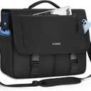 RAINSMORE Messenger Bag for Men Messenger Bag 15.6 Inch Water Resistant Laptop Bag Casual Satchel Bags for Men Large College Computer Bag Office Work Briefcase Fashion Crossbody Shoulder Handbag Black