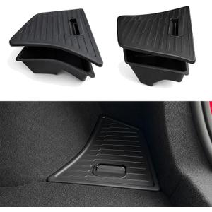 Rayhui Trunk Side Storage Bins for 24-26 Tesla Model 3 Highland (TPE Lid) | Waterproof TPE bins with carpeted lids, Hides messy gear like umbrellas and shoes, keeping your trunk spotless and flat