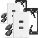 VCELINK HDMI Wall Plate, 2 Pack 4K HDMI Outlet Wall Plate with Low Voltage Mounting Bracket, Supports 4K@60 Hz HDR ARC, HDMI Wall Plate Pass Through for Home Theater (2-Port)
