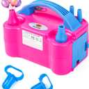 NuLink Electric Portable Dual Nozzle Balloon Blower Pump Inflation for Decoration, Party, Sport , 110V~120V, 600W, Rose Red