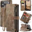 Case Compatible with iPhone 17 Pro Max, PU Leather Wallet Case Leather Card Holder Folding Magnetic Closure Anti-Shock, Book Type Flip Case for iPhone 17 Pro MAX - Brown