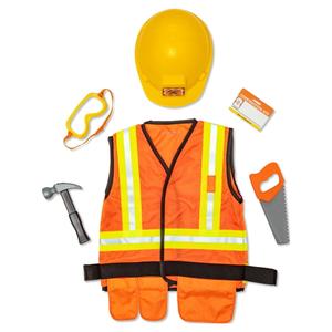 Melissa & Doug Construction Worker Costume Dress-Up Set for Kids (6-Piece) – Pretend Play Outfit with Tools & Safety Vest – Role Play Toys for Boys & Girls Ages 3+