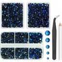 22000pcs Resin Flatback Rhinestones for Crafting, Ink Blue AB Bedazzling Gems Beads 2mm 3mm 4mm 5mm 6mm, Non-Hotfix SS8 SS10 SS16 SS20 SS30 Gems with B7000 Glue for DIY Crafts, Nails