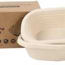 2 x 8 inch Pulp Oval Sourdough Banneton Bread Proofing Basket Baking Supply with Linen Liners for Professional and Homemade Artisan Bread