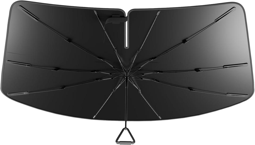 Windshield Sun Shade Umbrella for Tesla Model 3 for 2018-2025, Model Y 2018-2025. Foldable Umbrella Sunshade with Silver Heat Shield to Keep Cool UDS