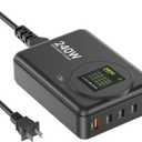 240W GaN Charger, 5-Port USB C Charger with 140W Max PD 3.1 Port, LED Display Desktop Charging Station Adapter for MacBook Pro/Air M3/M2/M1, Laptops, iPhone 17/16, Galaxy S24/S23, iPad, Steam Deck