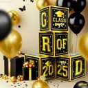 KatchOn, Black and Gold Graduation Balloon Box - 4 Boxes | Black and Gold Grad Decoration Box | Graduation Party Decorations | Grad Party Decorations 2025, Graduation Decorations 2025 | Class of 2025