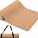 Cork Yoga Mat extra thick 6mm TPE Yoga Mat 72x24 Inch High Density Non-Slip Workout Mat Super Grip Quick-Dry for Hot Yoga, Home Gym